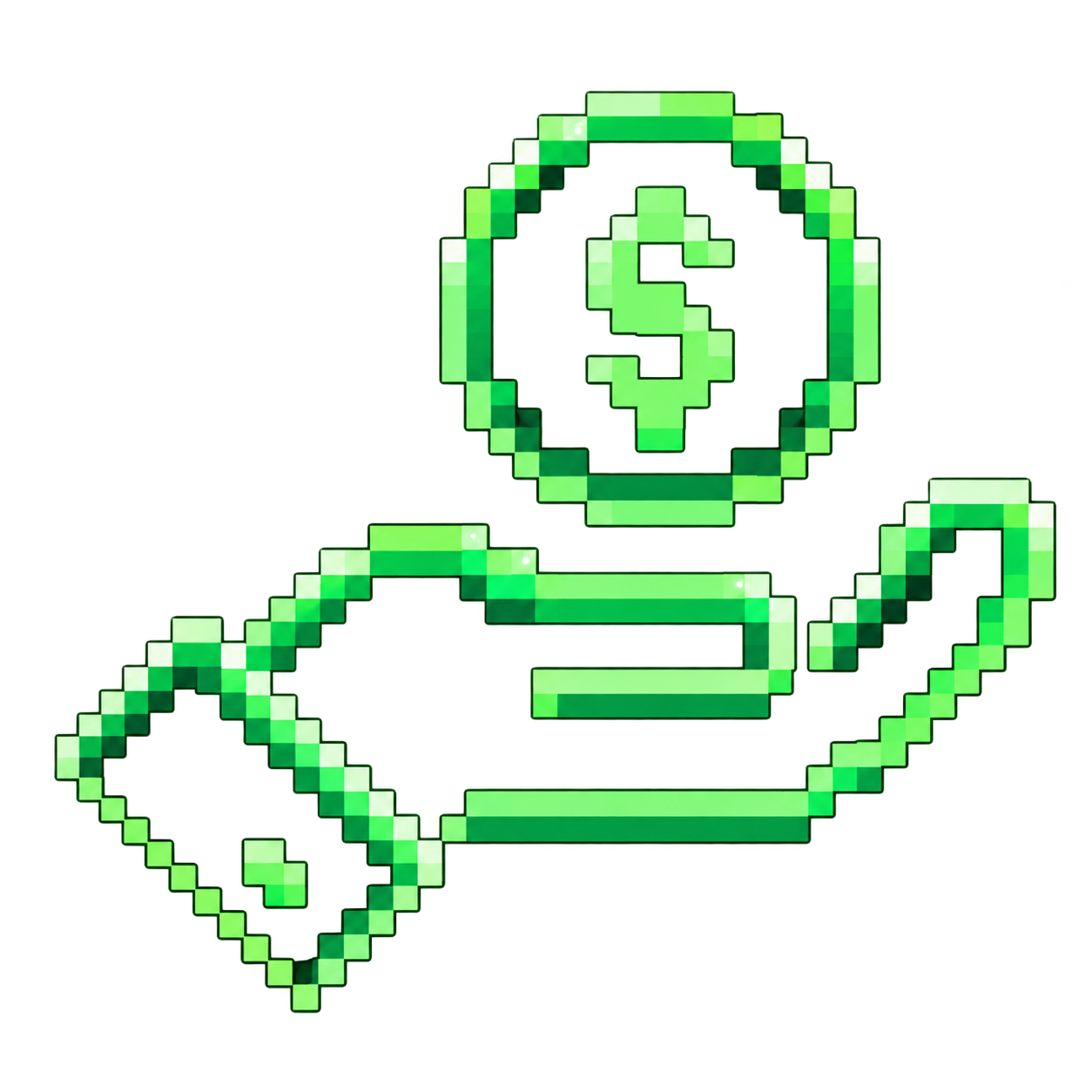PMX pixel hand and coin logo